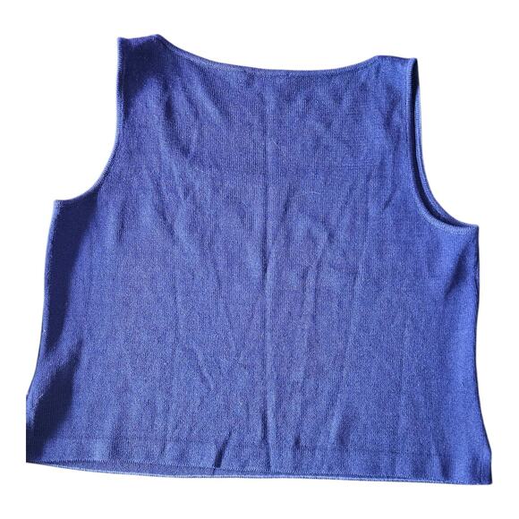 ST. JOHN solid navy scoop neck sleeveless Classic Santana knit tank top L - Picture 2 of 5